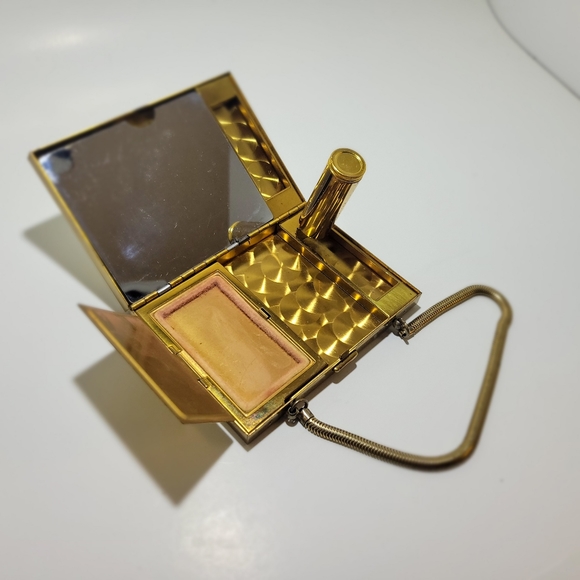 Mother Of Pearl Deco Vintage makeup cigarette compact case - Picture 3 of 6